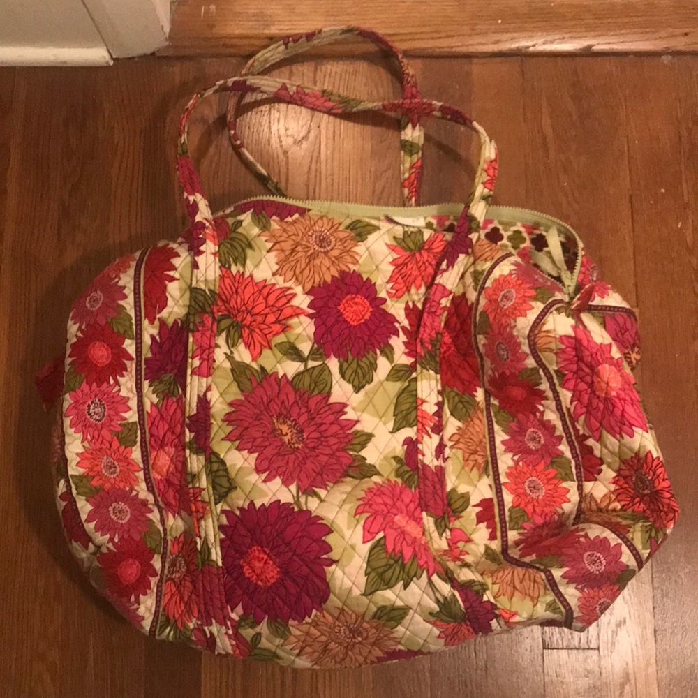 Bright pink floral Vera Bradley duffel